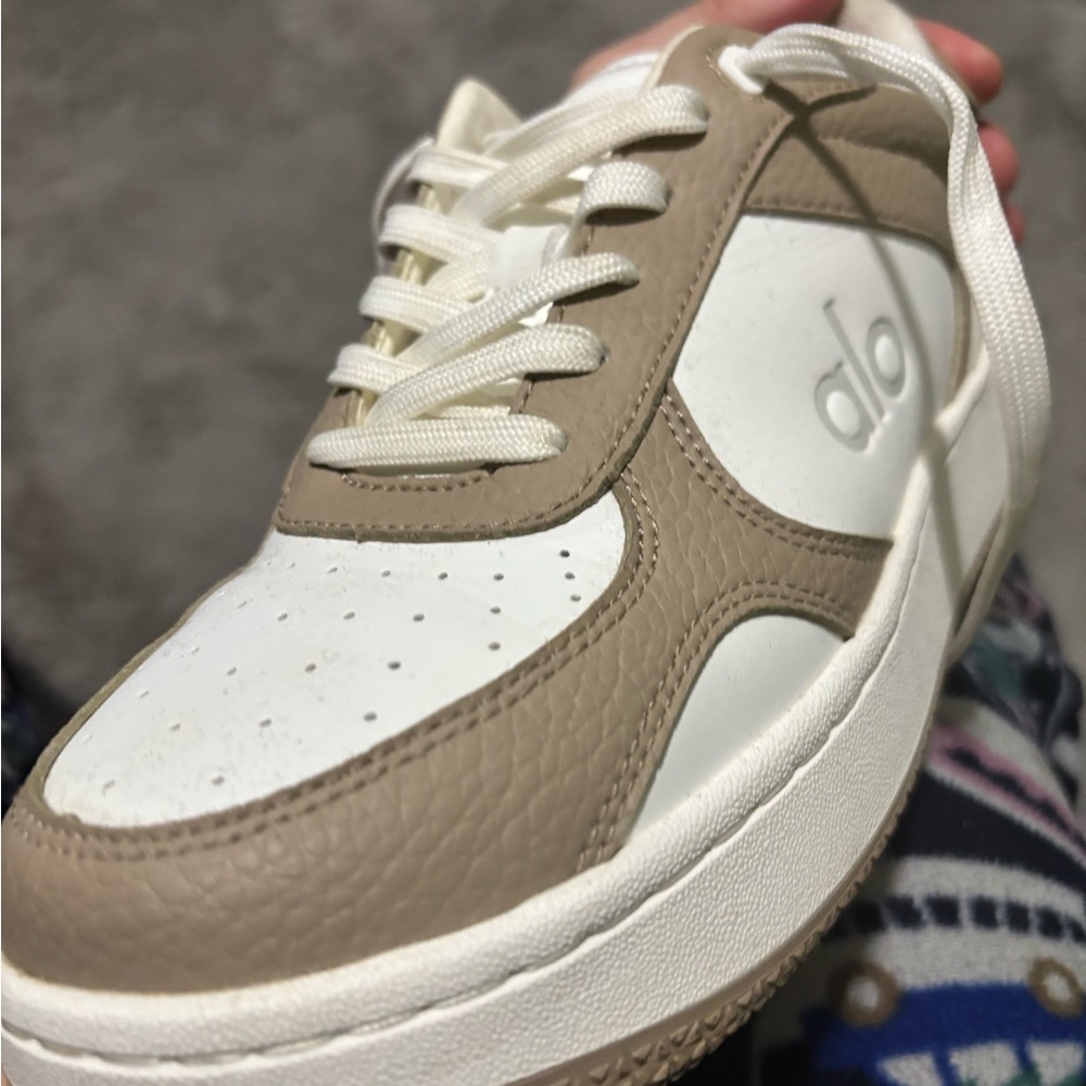 ALO Yoga White and Tan Athletic Shoes